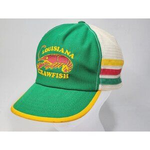 READ Vintage Louisana Crawfish Green Yellow Red 3 Stripe Mesh Snapback Hat